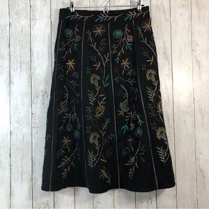 Silkland Floral Skirt Linen Blend Embroidered A-Line 8